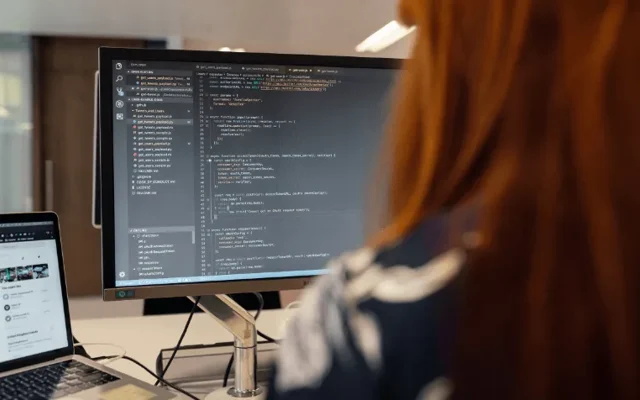 Working with source code at a desktop computer